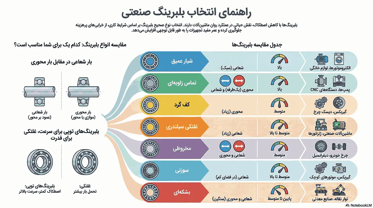 مشخصات انواع بلبرینگ